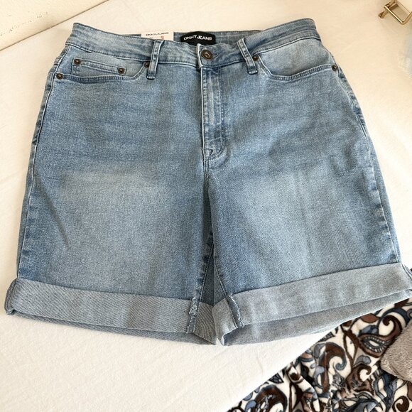 New DKNY Jeans Bermuda Shorts Women's Size 8 Blue Soft Stretch Fabric Coastal - Picture 2 of 15